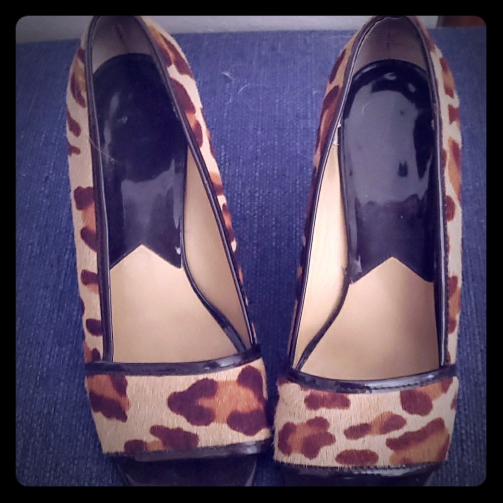 MICHAEL KORS  Open Toe Pumps leporad wedge heels